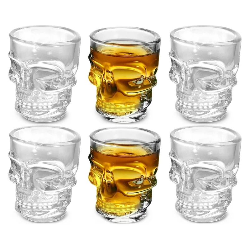 Whisky Beer And Wine - 1/2Pcs 해골 머리 샷 유리 컵