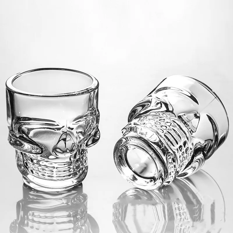1/2Pcs 해골 머리 샷 유리 컵 크리 에이 티브 클 - Whisky Beer And Wine 리뷰 및 가격