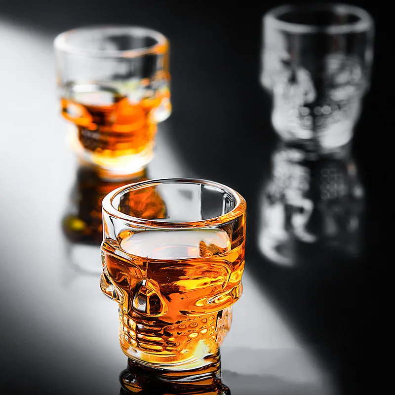 1/2Pcs 해골 머리 샷 유리 컵 크리 에이 티브 클 - Whisky Beer And Wine 리뷰 및 가격